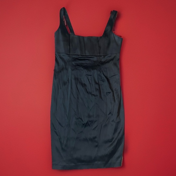Elegant Calvin Klein Dress Black Satin Slight stretch Large very rare - Picture 5 of 6